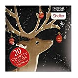 Box of 20 Reindeer & Santa Shelter Fairdeal Charity Christmas Cards Boxed