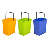 BranQ - Home essential Set Universale di 3 cestini Separatori con Pratico Manico in Materiale BPA di Alta qualità, Giallo/Verde/Blu, ...