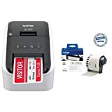 Brother QL800 Stampante Per Etichette, Collegabile a PC, Stampa a Due Colori, Rosso e Nero, Senza WiFi + Rotolo DK22205 ...