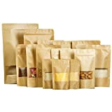 BROWN Strong grip Seal tassello Craft Paper Bags smell libero con finestra trasparente 9x13CM (3.54'' x 5.11'') Brown