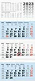 BRUNNEN Calendario 3 mesi 2023 32 x 75 cm, blocchi 3 mesi, blu