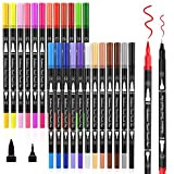 Brush Pen 24 Colori, Pennarelli Doppia Punta Fine Pen 0,4 mm e 1-2mm Punta Brush, per Bambini e Adulti Calligrafia, ...