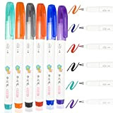 Brush Pen 6 PCS, Pen Brush Lettering Multicolore, Penne Calligrafia, Pennarello Punta Fibra Flessibile per Hand Lettering, Kana/Kanji, Disegno, Bullet ...