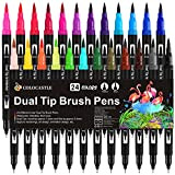 Brush Pen Lettering 24 Colori Pennarelli Punta Fine 0,4 mm e 1-2mm Punta Brush, Penne da Colorare ad Acquerello per ...