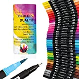Brush Pen Lettering 36 Colori Pennarelli Doppia Punta Fine 0,4mm, Grossa 1-2mm, Disegno Artistico Dual Tip Brash, Pennarelli Acquerellabili Set ...