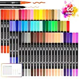 Brush Pen Lettering, 60 Colori Pennarelli Doppia Punta 0,4 mm e 1-4mm Punta Brush, per Bambini e Adulti Calligrafia, Pittura, ...