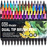 Brush Pen Lettering 60 colori Pennarelli Doppia Punta Fine Grossa, pennarelli lettering Bullet Journal, Libri da Colorare, Mandala, Colorare e ...