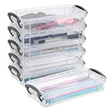 BTSKY - Confezione da 6 scatole impilabili traslucide per matite e forniture da ufficio, contenitori per pennelli, penne, acquerelli e ...