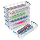 BTSKY Confezione da 6 scatole impilabili traslucide – Scatola per matite per pittura a pennello, colore: nero, Blu, scatola di ...