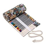BTSKY, portamatite arrotolato in tela con 72 scomparti, matite non incluse (gatto)