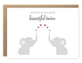 BYANIKA - Biglietto di auguri con scritta "Welcome to the world", per la nascita di gemelli per neonati