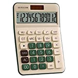 Calcolatrice da tavolo per ufficio a 12 Cifre,Calcolatrice Tascabile con LCD Schermo e Pulsante Sensibile, Calcolatrice Solare+Batteria da tavolo in ...