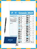 Calendario 2023 da muro olandese, con campo note + OMAGGIO Calendario da tavolo 2023 + OMAGGIO Penna touch (Blu)