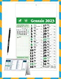Calendario 2023 da muro olandese, con campo note + OMAGGIO Calendario da tavolo 2023 + OMAGGIO Penna touch (Verde)