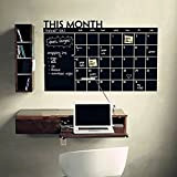 Calendario adesivo da parete, riutilizzabile calendario piano memo lavagna adesivo da parete per casa e ufficio free size Nero
