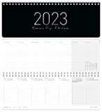 Calendario settimanale internazionale 2023 in formato orizzontale [nero] 1 settimana 2 pagine | calendario settimanale 29,5 x 10,5 cm | ...