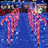 Candy Cane Pathway Luci, 10 Pezzi Luci Natalizie,con 8 Modalità di Sfarfallio, luci Di Canna Di Natale,Led luci natalizie Candy ...
