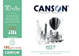 Canson 1557 - Blocco da 30 fogli di carta da disegno, grana leggera, 180 g, colore: Bianco puro 42x59,4 cm ...