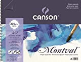 Canson - Blocco a spirale AQ Montval fine di acquerelli, 300 g/mq, 12 fogli per blocco"Spirale sul lato corto", colore: ...