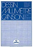 Canson, formato A3, 90 g/m², lato incollato Pad Blue Print millimetri-Carta da disegno, 50 fogli