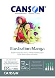 CANSON Illustration blocco collato lato corto per illustrazione, fumetti e manga, carta liscia e bianchissima,A4,12 fogli