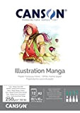 Canson illustration Manga Block, 12 fogli, A3 - 29,7 x 42 cm, 250 g/qm, Bianco intenso