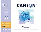 Canson Montval - Blocco per acquerello,guazzo,acrilico, collato 4 lati 19 x 24 cm, 12 fogli, 300 g/m² grana fine