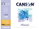 Canson Montval - Blocco per acquerello,guazzo,acrilico, collato 4 lati 30 x 40 cm, 12 fogli, 300 g/m² grana fine