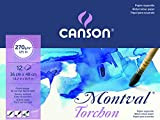 Canson Montval - Carta per acquerelli, 12 fogli, colore: bianco naturale 270 g/m² grana nuvola 36 x 48 cm bianco