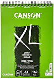 Canson XL Dessin Blocco da disegno, leggero Grana 160 G/MQ, 50 fogli per blocco spirale sul lato corto, Bianco, DIN A4, 210 ...