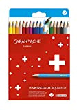 Caran d'Ache 1285.818 Swisscolor - 18 matite colorate acquerellabili, confezione in cartone