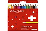 Caran d'Ache Swisscolor 7630002343329 - Astuccio in cartone con 18 matite colorate impermeabili, multicolore