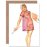 CARD GREETING FIFTIES PIN UP GIRL PAINTING LINGERIE ADULT GIFT