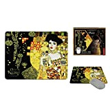 CARMANI - Tappetino per mouse artistico, base in gomma antiscivolo in poliuretano con texture premium stampato con Gustav Klimt, Adele ...
