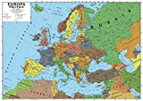 Carta geografica murale europa 100x140 scolastica bifacciale fisica e politica