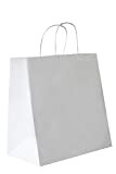 Carte Dozio Shopper in Kraft con fondo quadro, color Bianco, maniglia ritorta, f.to cm 27+17x29, cf 50 pz