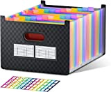 Cartella espandibile ThinkTex a 24 tasche, verticale e aperta, linguette colorate dalla A alla Z, cartelletta a fisarmonica di maggiore ...