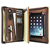 Cartella per conferenze vintage con cerniera A4 - Cartella in pelle di alta qualità per iPad Pro 10.5 / iPad ...