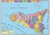 Cartine geografiche bifacciali politiche e fisiche Regioni D'Italia 100x140 cm complete di aste (Sicilia)