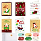 Cartoline di Natale 30 Pezzi, 30 Biglietti Natalizi + 30 Busta Natalizia + 30 Adesivi Natalizi, Busta di Carta Kraft, ...