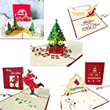 Cartoline di Natale 3D, 5 Pezzi 5 Stili 3D Pop Up Merry Greeting Christmas Card Set Include il Set Biglietti ...