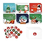 Cartoline di Natale, Sipiris 24 Biglietto Auguri Natale con Buste e Adesivi da Busta Biglietti di Buon Natale Regalo Natale ...