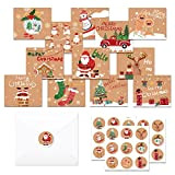 Cartoline di Natale ZHSIHAI Regalo Natale Cartoline 24 Biglietti di Natale con 24 Buste e 24 Adesivi Set Di Cartoline ...