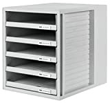 Cassettiera portadocumenti HAN SET-ARMADIO – design accattivante per documenti fino al formato C4, 5 cassetti aperti, grigio chiaro, 1401-11