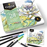 Castle Arts, set di 24 matite colorate, colori perfetti per 'Botanico'. Set di matite da disegno, schizzi, matite da disegno