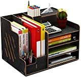 Catekro Portapenne da scrivania ad alta capacità Portapenne / Libreria in legno, 39x29x28 cm (Nero)