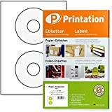 CD DVD Etichette bianche autoadesive rotonde opache stampabili - 50 adesivi su 25 fogli DIN A4 - diametro 117 mm