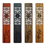 CENPEK Confezione da 4 segnalibri in legno massello intagliati con prugna orchidea bambù crisantemo per donne e uomini stile B
