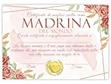 Certificato di madrina battesimo Attestato/Diploma per madrina e Idea regalo per compleanno occasione speciale Personalizzato da scrivere con nome data ...