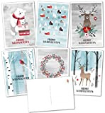 CherryCards - Set di 12 cartoline con motivo natalizio, 6 motivi in formato DIN A6, motivo: famiglia e amici